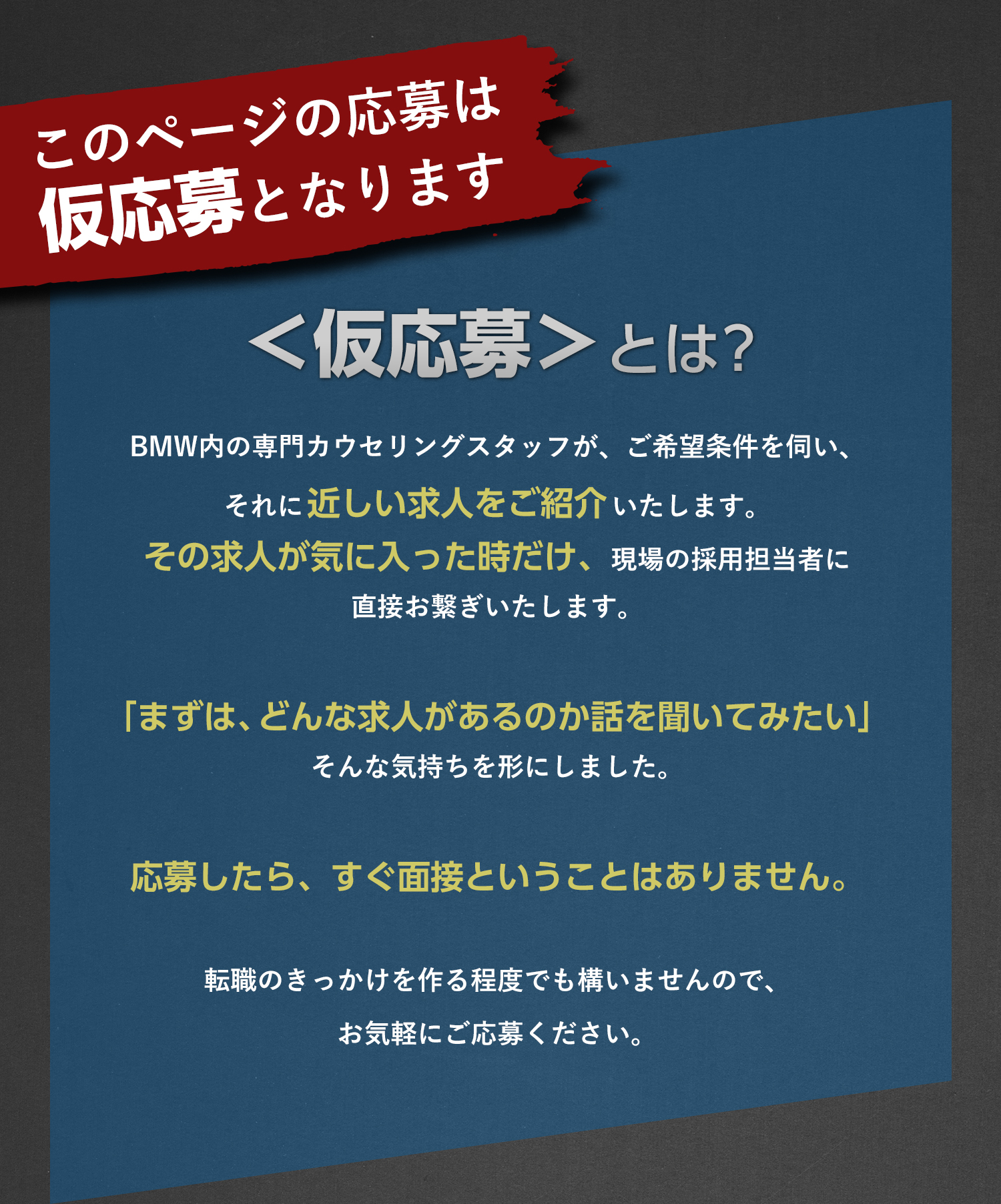 このページの応募は仮応募となります