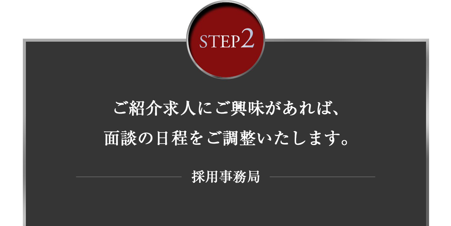 STEP2　ご紹介求人にご興味があれば、面談の日程をご調整いたします。